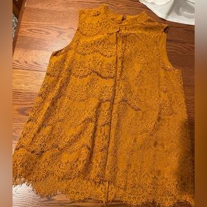Burnt orange lace tank top